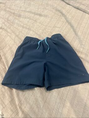 Huk Men's Deep Blue Swim Trunks with Light Blue Drawstring